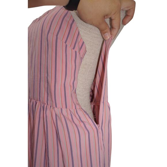 ZARA Pink Striped Ruffle Hem Midi Sundress Crisscross Back Size M - Picture 10 of 15